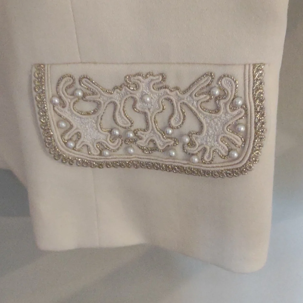Christian Dior Womens 12 Cream Blazer with‎ Mandarin Neckline
